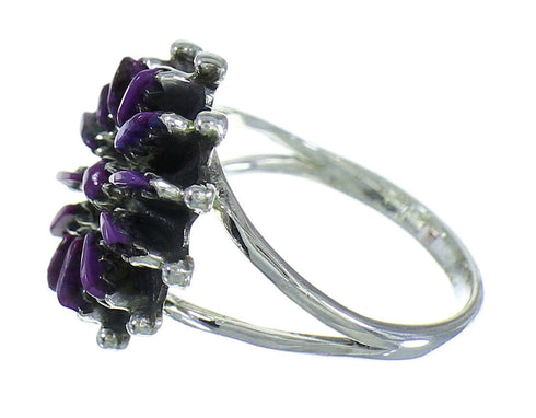 Genuine Sterling Silver And Magenta Turquoise Needlepoint Southwestern Ring Size 6-1/2 YX67111